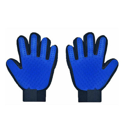 Pet Dog Cat Massage Hair Removal Grooming Comb Touch Cleaning Brush Magic Glove - Blue Left Hand