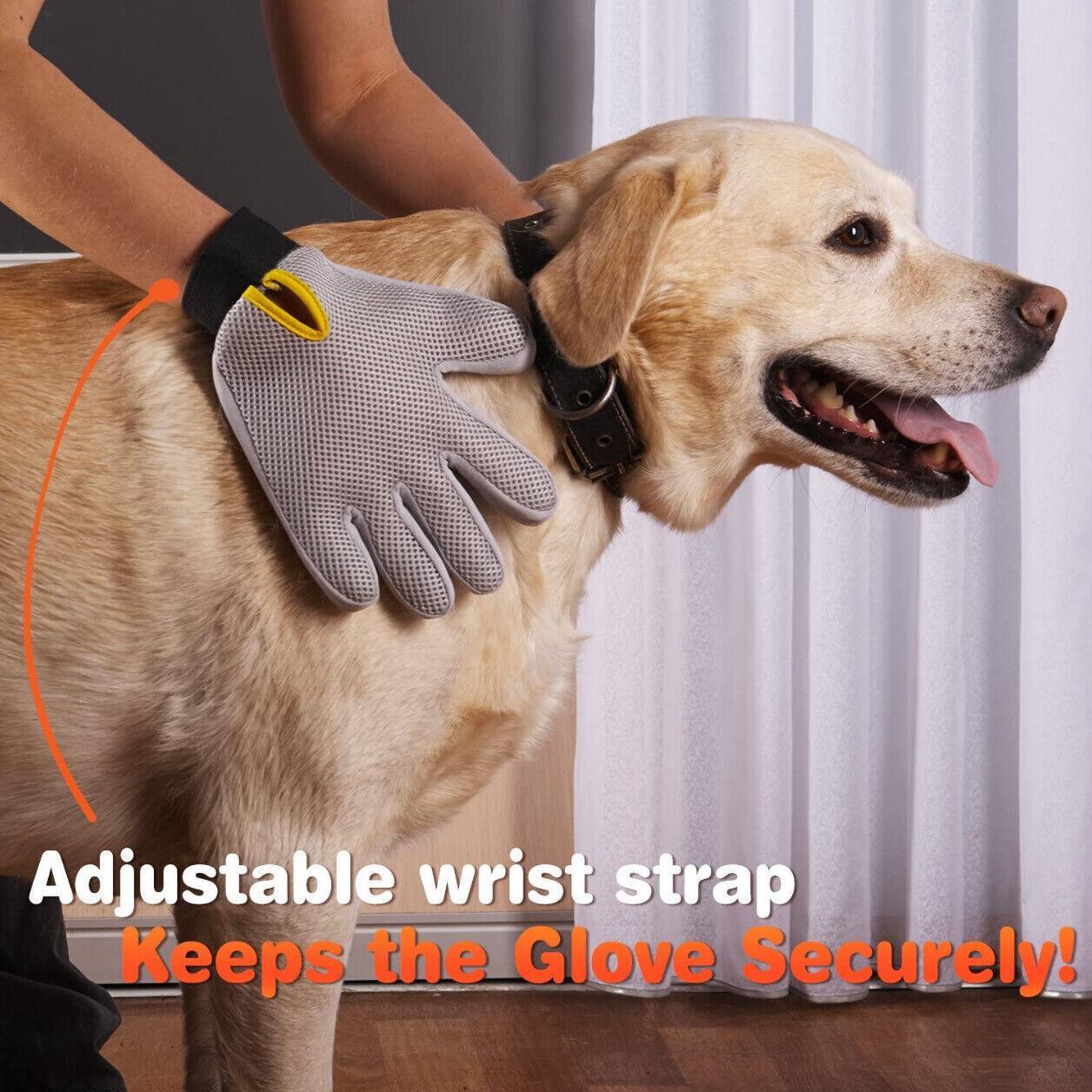 Pet Dog Cat Massage Hair Removal Grooming Comb Touch Cleaning Brush Magic Glove - Blue Right Hand
