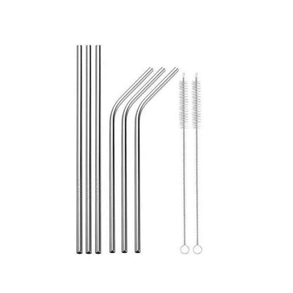 Reusable 304 Stainless Steel Straws Metal Drinking Washable Straw Brushes Set 2 - Gold Set 2