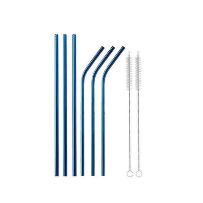 Reusable 304 Stainless Steel Straws Metal Drinking Washable Straw Brushes Set 2 - Gold Set 2