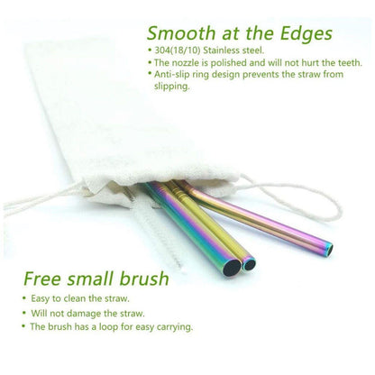 Reusable 304 Stainless Steel Straws Metal Drinking Washable Straw Brushes Set 2 - Rose Gold Set 2
