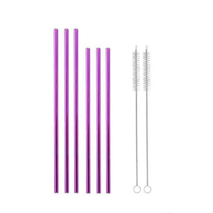Reusable 304 Stainless Steel Straws Metal Drinking Washable Straw Brushes Set 2 - Straw Box Only