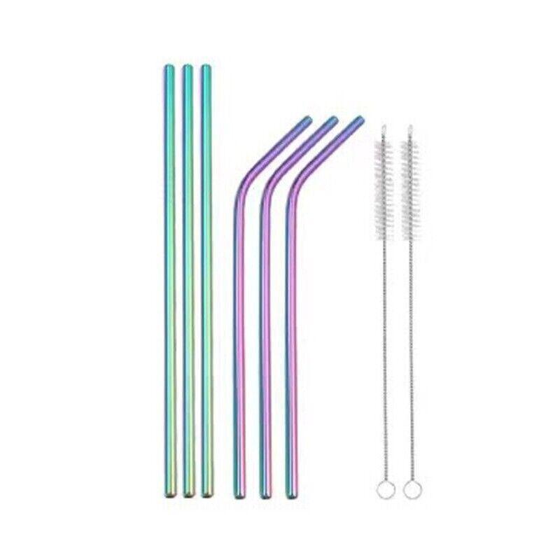 Reusable 304 Stainless Steel Straws Metal Drinking Washable Straw Brushes Set 2 - Straw Box Only