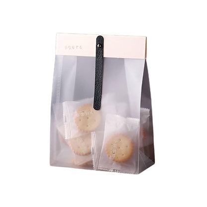 50pcs Transparent Snack Bags Biscuit Candy Bags Resealable Food Packaging - Pink