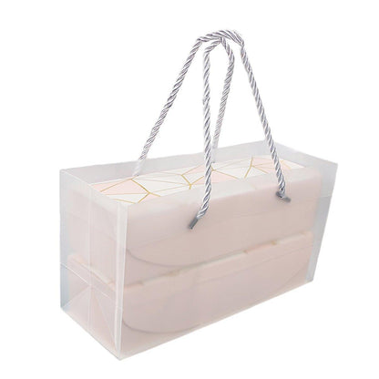 25pcs Long Strip Clamshell Packaging Box 3-Compartment Dessert Storage Box - Blue