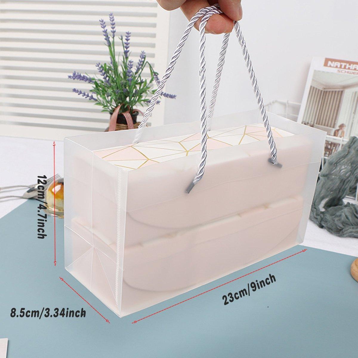 25pcs Long Strip Clamshell Packaging Box 3-Compartment Dessert Storage Box - Pink
