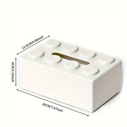 Tissue Box Cover Creative Building Block Cute Napkin Dispenser Holder Home Decor - White
