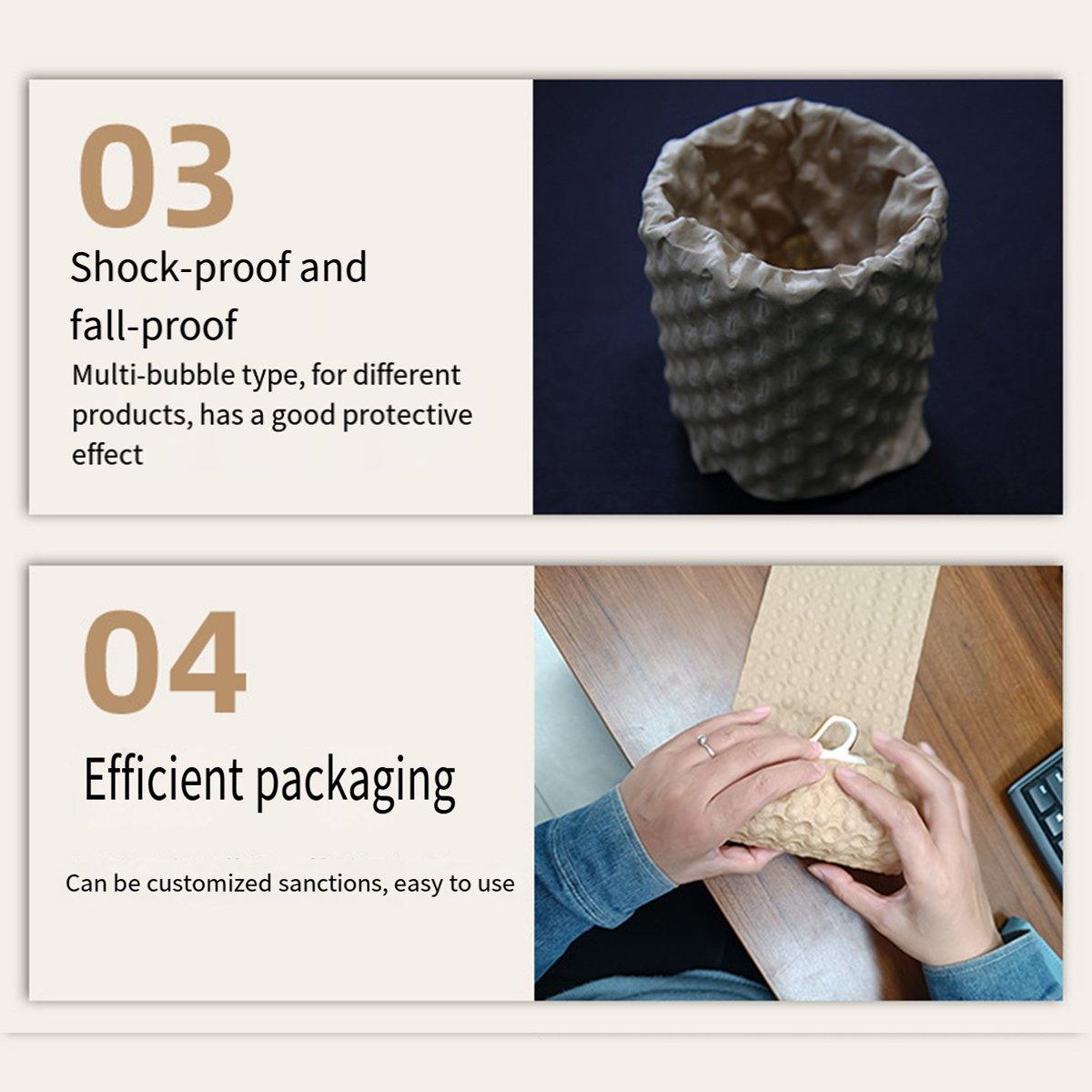 Cowhide Pressure Bubble Paper Roll Shock Absorbing Biodegradable Cushioning Wrap - 28x50m