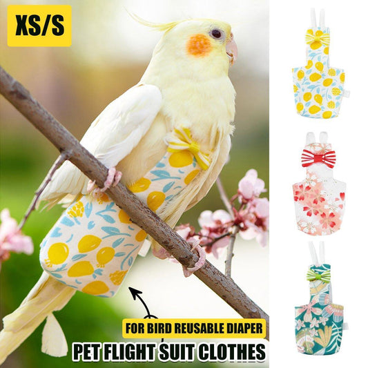 Adjustable Parrot Diaper Bird Flight Suit Tiger Skin Peony Special Supplies - Green-S
