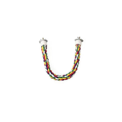 Parrot Rope Perch Colourful Bird Cage Toy Cotton Bungee Swing for Pet Birds - 80CM