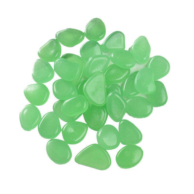 Pebbles Stone Glow in the Dark Rock Fish Tank Stones Garden Road - Green