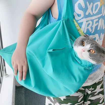 Portable Pet Shoulder Tote Bag for Cats and Small Dogs Outdoor Travel Carrier - Black