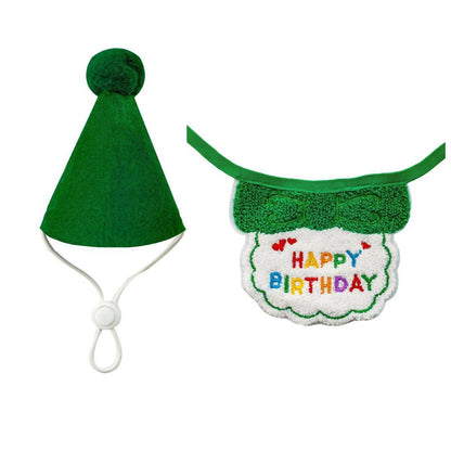 Pet Birthday Dog Cat Bib Scarf Hat Accessory Dogs Cats Celebration - Orange