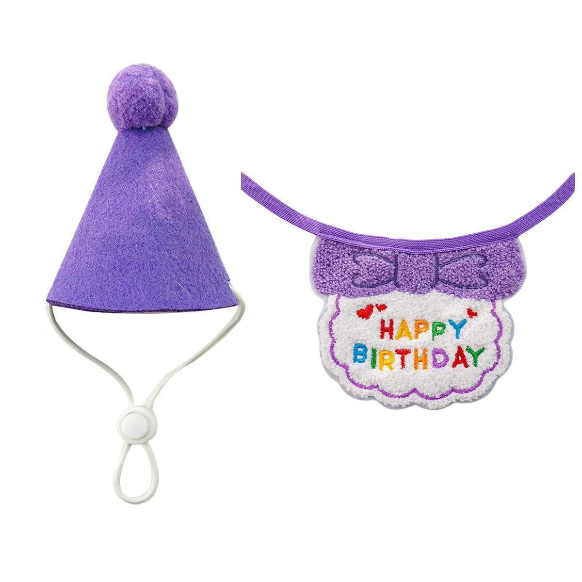 Pet Birthday Dog Cat Bib Scarf Hat Accessory Dogs Cats Celebration - Pink