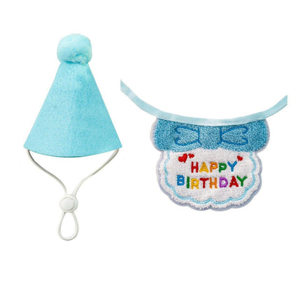 Pet Birthday Dog Cat Bib Scarf Hat Accessory Dogs Cats Celebration - Pink