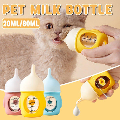 Silicone Pet Milk Feeding Bottle with Scale for Small Puppies and Kittens 20ml 80ml - 20ml-Blue