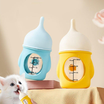 Silicone Pet Milk Feeding Bottle with Scale for Small Puppies and Kittens 20ml 80ml - 20ml-Pink