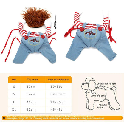 Halloween Dog Costume Pet Accessories Funny Dress Up for Small Medium Dogs - Deadly Doll-S