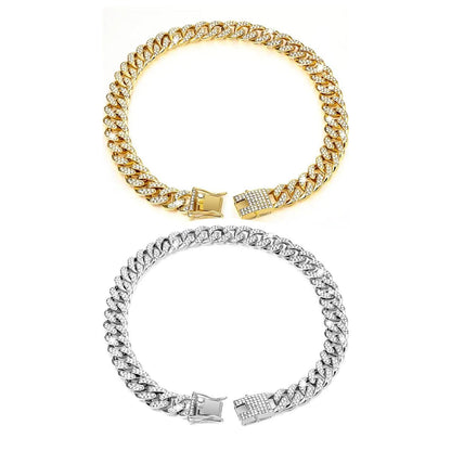 Cuban Chain Metal Dog Collar Pet Training Necklace for Small Medium Large Dogs - Gold-50cm
