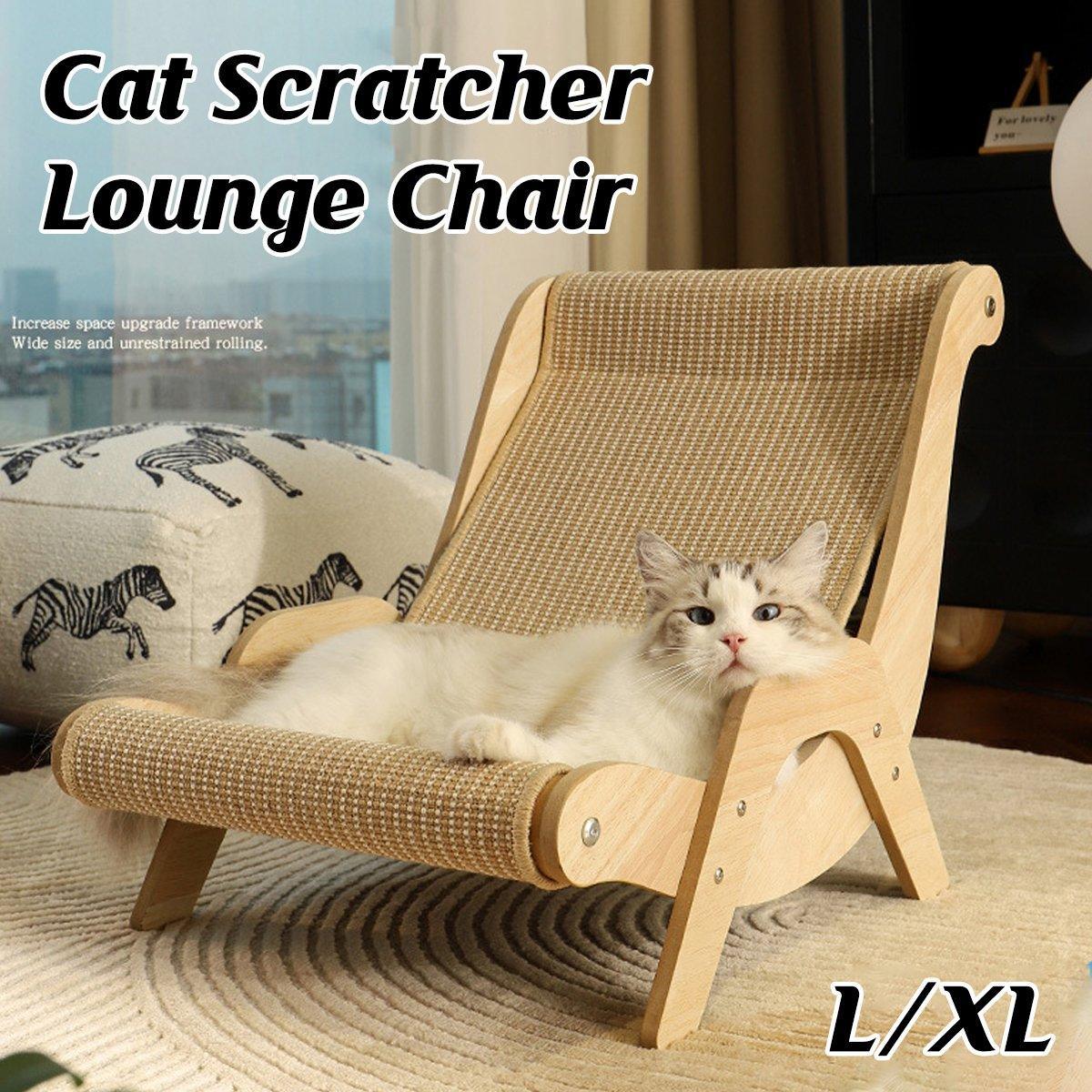 Cat Scratching Recliner Sofa 2 in 1 Lounge Bed Durable Scratch Board Furniture - L