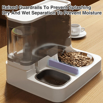 Automatic Cat Feeder Water Dispenser All in One Plastic Bowl for Cats and Dogs - Blue