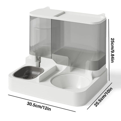 Automatic Cat Feeder Water Dispenser All in One Plastic Bowl for Cats and Dogs - Pink