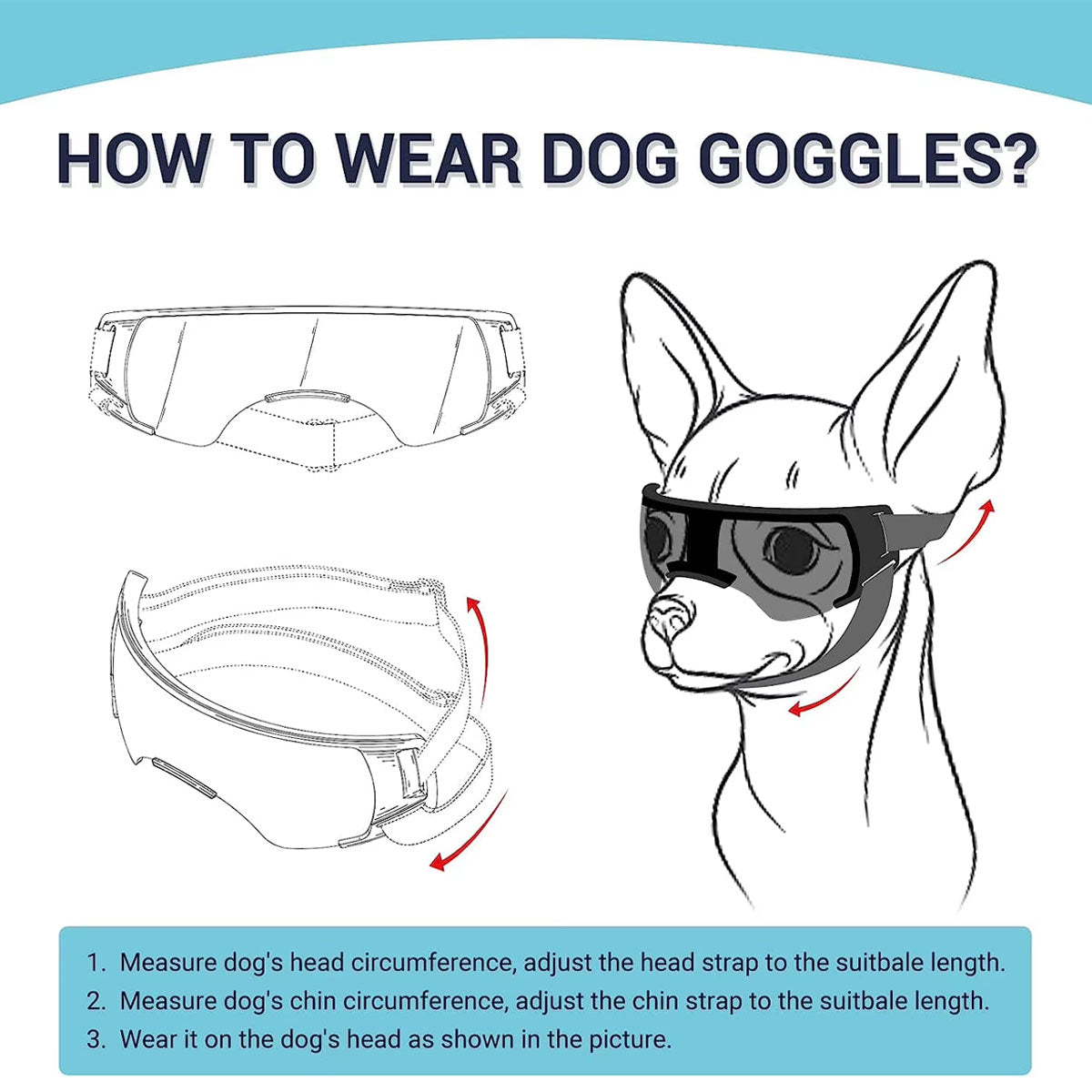 Pet Dog Sunglasses Goggles UV Eye Shield for Small Dogs Outdoor Travel Sunshade - Black