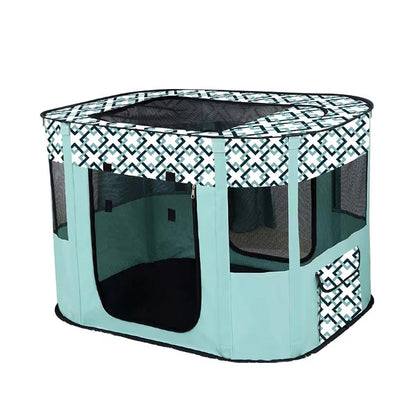 Foldable Cat Dog Kennel Pet Delivery Cage Portable Pet Fence Tent - Purple-L