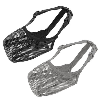 2PCS Adjustable Mesh Pet Dog Muzzle Mask Mouth Cover No Bite Strap Mouth Cover - Black-S