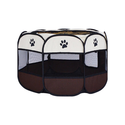 Pet Fence Indoor Cat Dog Tent Octagonal Fence Portable Foldable Cage Kennel - S-Pink