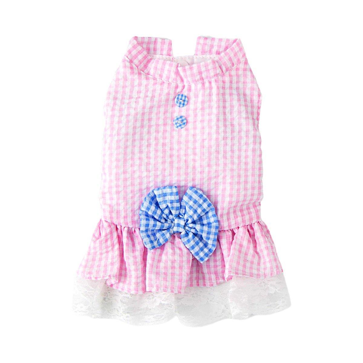 Cute Small Dog Dress Puppy Clothing Pet Apparel for Summer Fashion Outfit - Blue - S