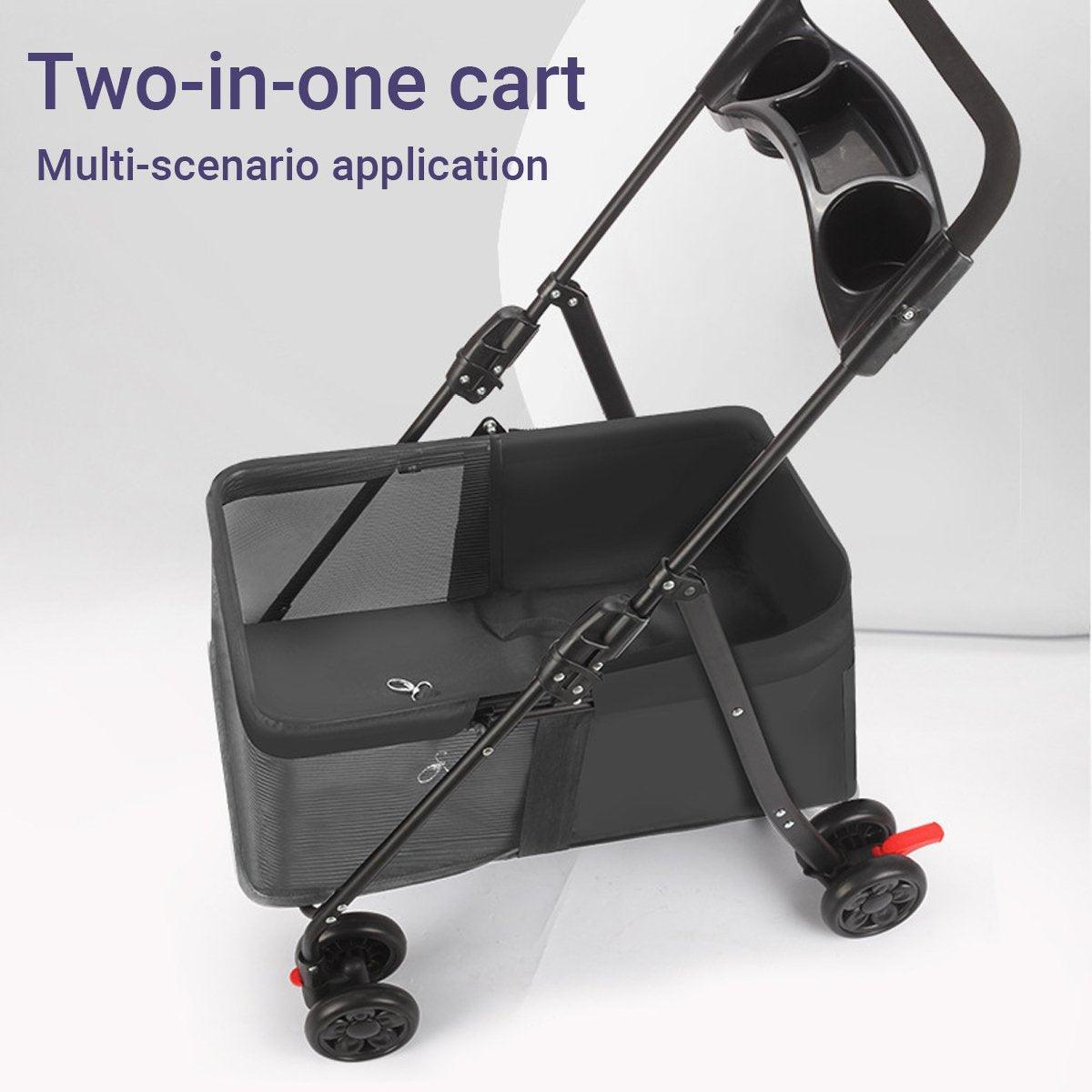 Lightweight Pet Stroller for Cats and Small Dogs Easy Fold Portable Travel Use - Grey