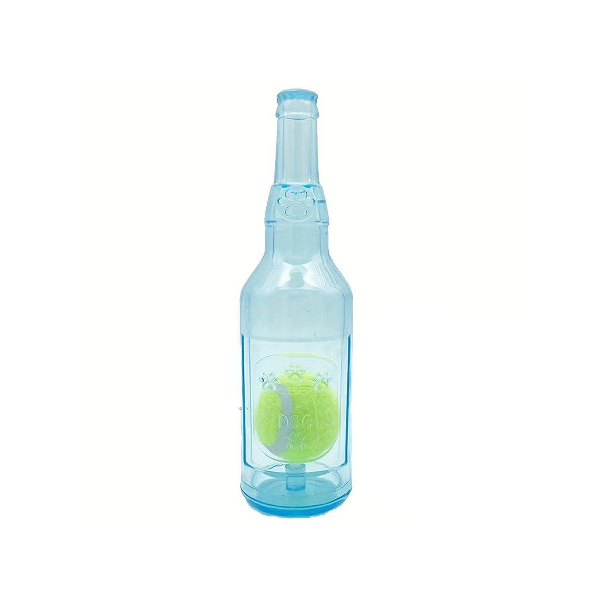 Durable Pet Teething Resistant Tennis Ball Wine Bottle Chew Toy for Dogs Play - Blue-L