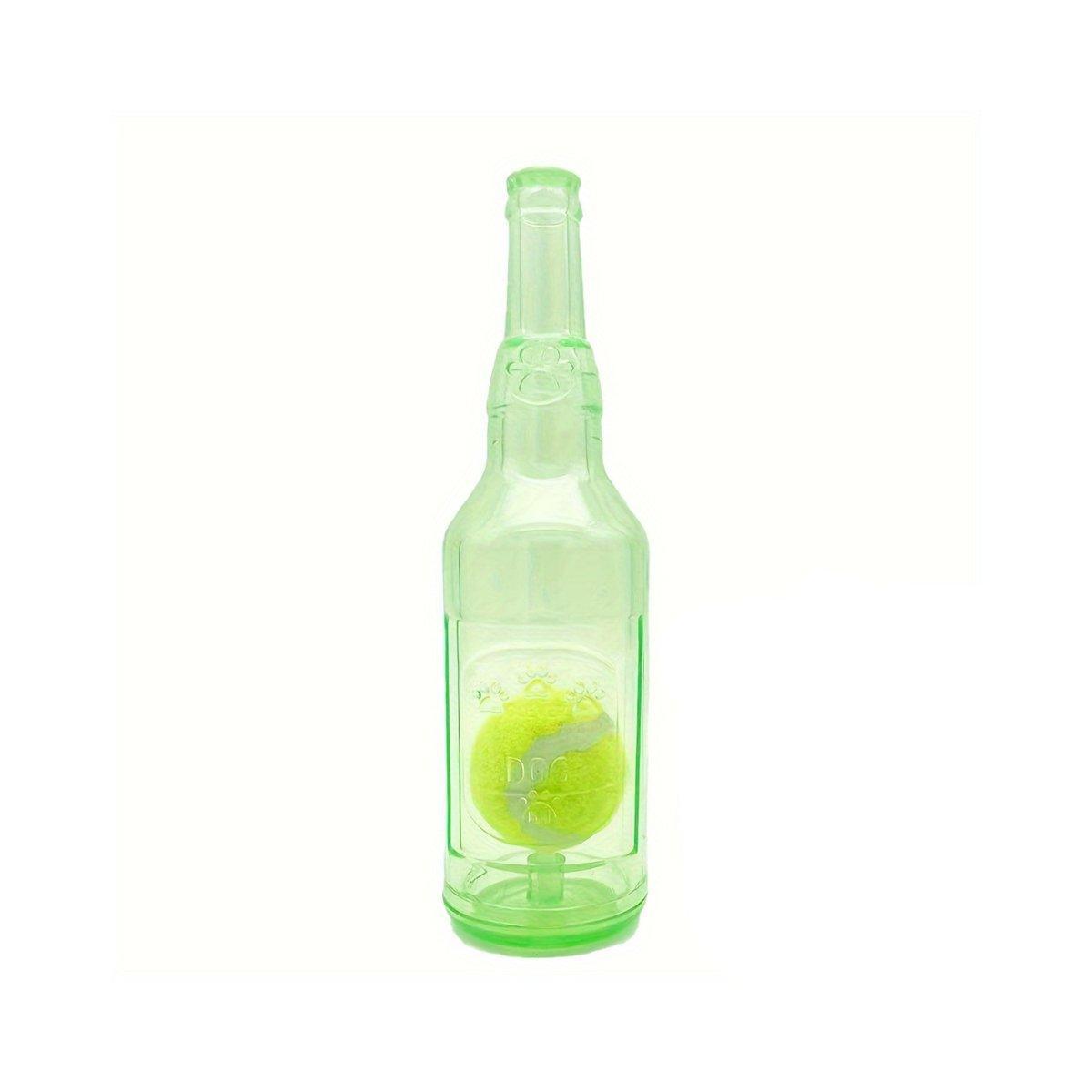 Durable Pet Teething Resistant Tennis Ball Wine Bottle Chew Toy for Dogs Play - Green-S