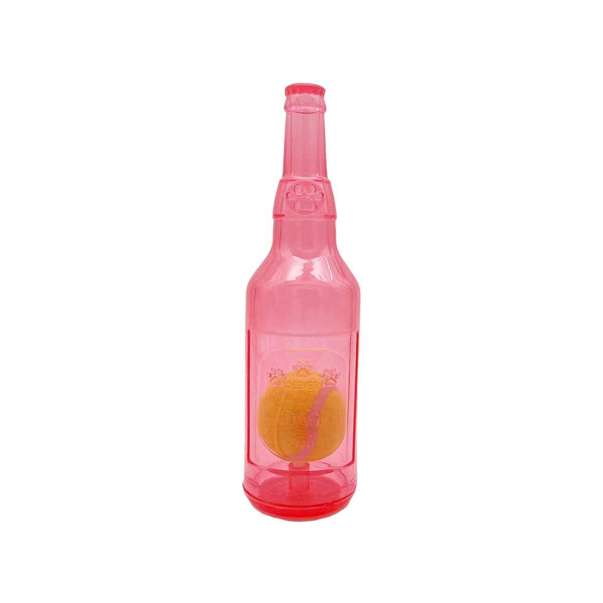 Durable Pet Teething Resistant Tennis Ball Wine Bottle Chew Toy for Dogs Play - Red-L