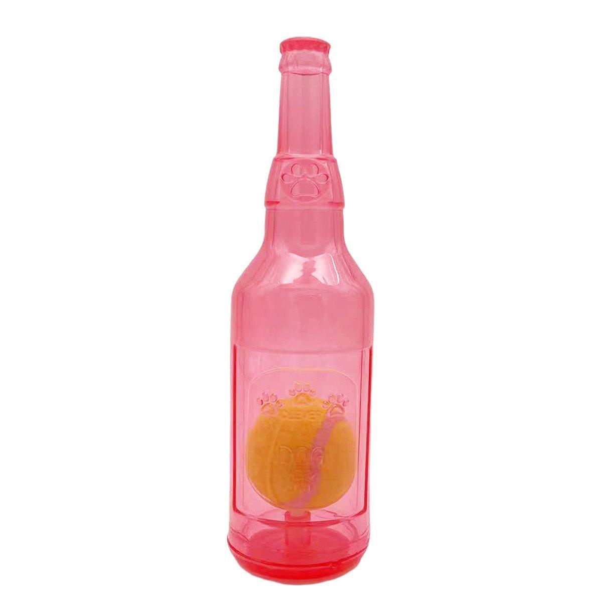 Durable Pet Teething Resistant Tennis Ball Wine Bottle Chew Toy for Dogs Play - Red-L