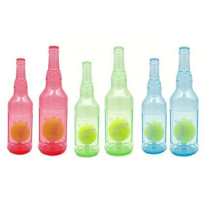 Durable Pet Teething Resistant Tennis Ball Wine Bottle Chew Toy for Dogs Play - Red-S