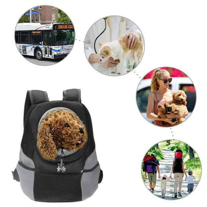 L Size Puppy Travel Mesh Pet Dog Carrier Backpack Front Travel Portable Shoulder Bag - Blue