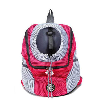 L Size Puppy Travel Mesh Pet Dog Carrier Backpack Front Travel Portable Shoulder Bag - Rose Red