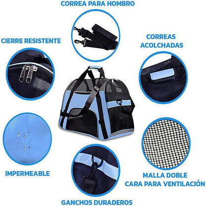 Pet Carrier Bag Portable Large Cat Dog Comfort Tote Travel Bag Airline Approved - Black
