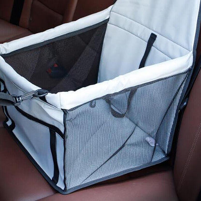 Pet Car Booster Seat Travel Carrier Basket for Cats Dogs with Secure Design - Blue