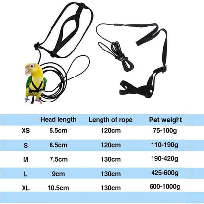 M Pet Parrot Bird Harness Lead Leash Flying Training Rope Cockatiel Outdoor - Red
