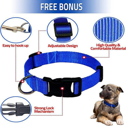 L Size Dog Puppy Pet Collar Adjustable Nylon Toy Large Pink Blue Red Black - Blue