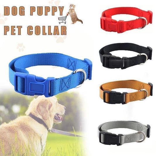 L Size Dog Puppy Pet Collar Adjustable Nylon Toy Large Pink Blue Red Black - Red
