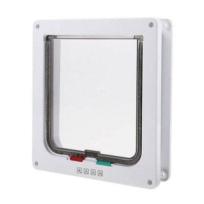 4-Way Safe Lockable Locking Pet Cat Dog Door Brushy Flap Screen L Large Size