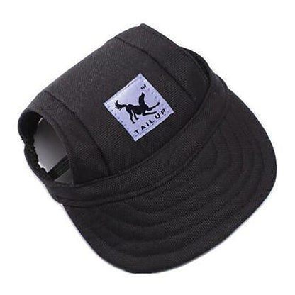 Dog Baseball Cap Outdoor Pet Sun Hat Summer Canvas Visor Puppy M Size - Black