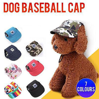 Dog Baseball Cap Outdoor Pet Sun Hat Summer Canvas Visor Puppy L - Stripe