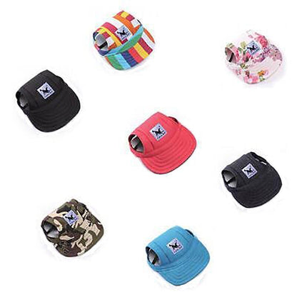 Dog Baseball Cap Outdoor Pet Sun Hat Summer Canvas Visor Puppy L - Stripe