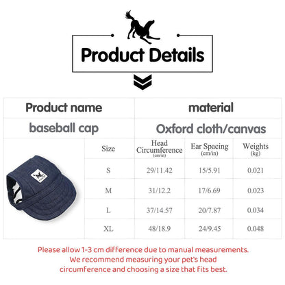 Dog Baseball Cap Outdoor Pet Sun Hat Summer Canvas Visor Puppy L - Stripe