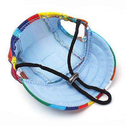 Dog Baseball Cap Outdoor Pet Sun Hat Summer Canvas Visor Puppy M Size - Stripe